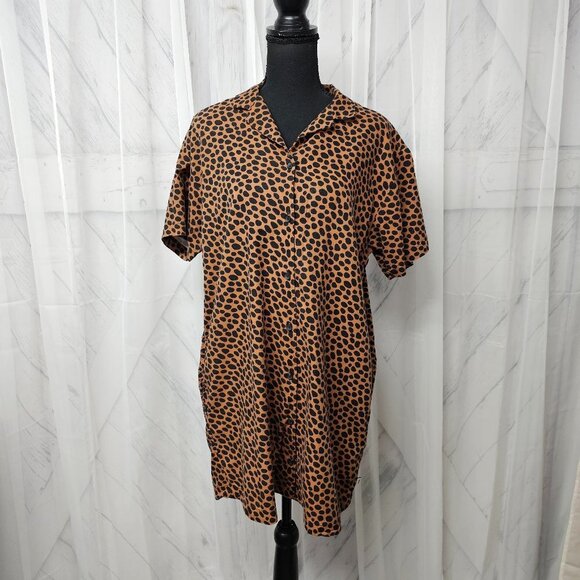 Leopard Print Short Sleeve Dress - Picture 1 of 13